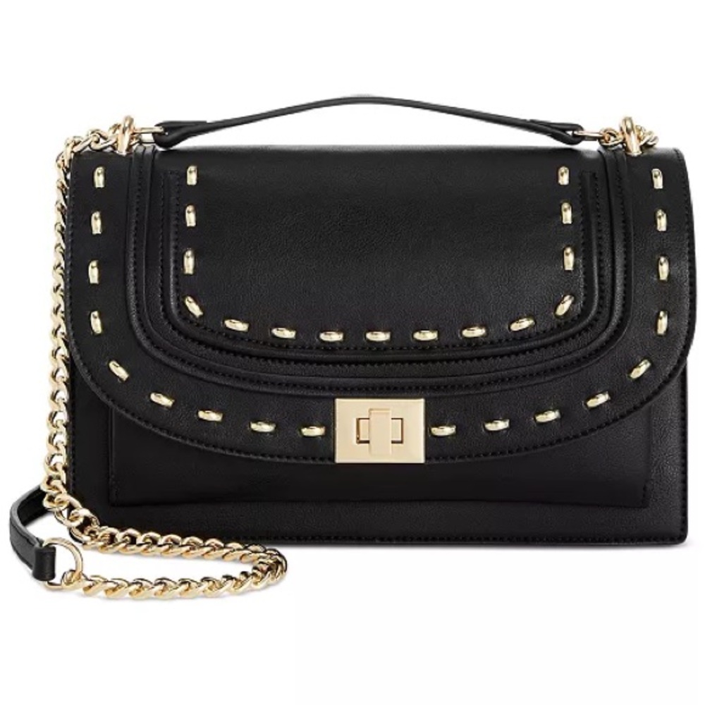 Black Leather Chain Shoulder Bag